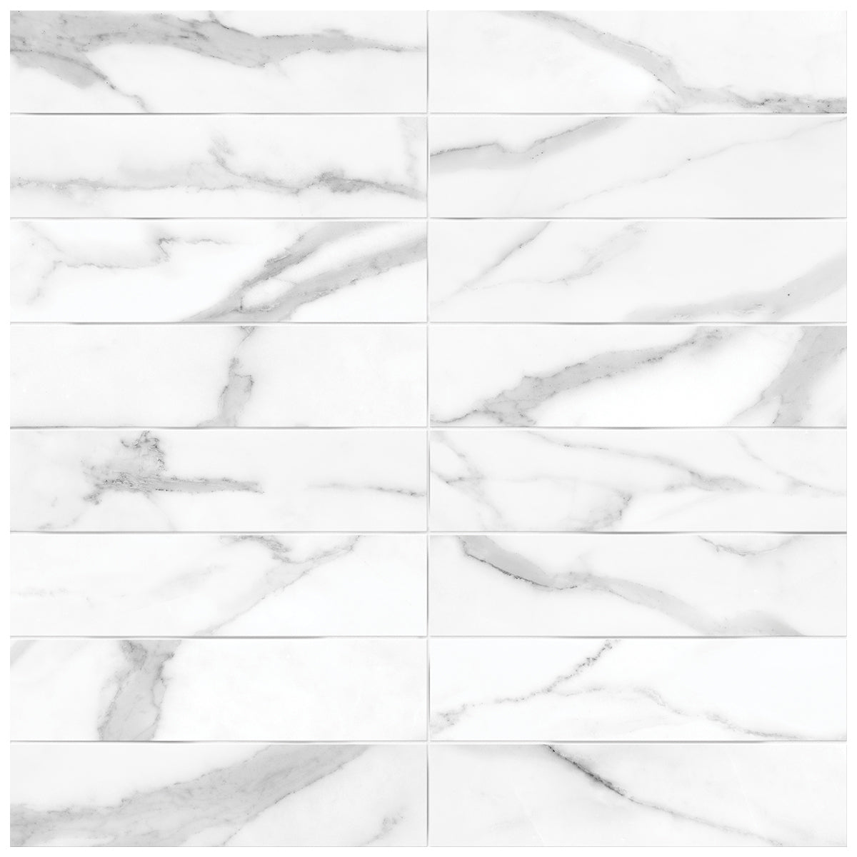 Anatolia Tile 3X12 Raffino Plane Statuario Matte 4000-0277-0 Statuario Valore Artisan - premium natural stone mosaic tile from Anatolia Tile, available at PoshHaus showroom in Keene, NH