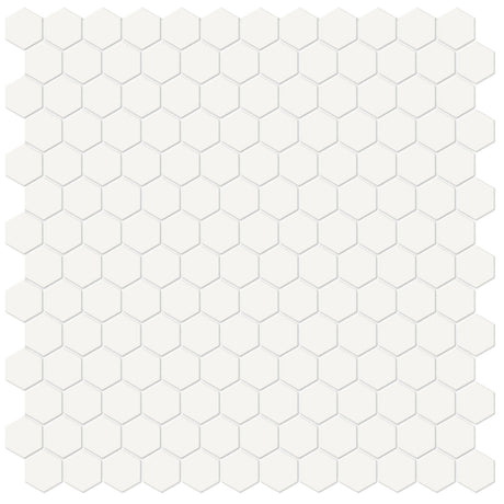 Anatolia Tile 1 Inch Soho Matte Canvas White Porcelain Hexagon Mosaic. 1 Sheet = .93 Sq. Ft. 4501-0562-0  - premium natural stone mosaic tile from Anatolia Tile, available at PoshHaus showroom in Keene, NH