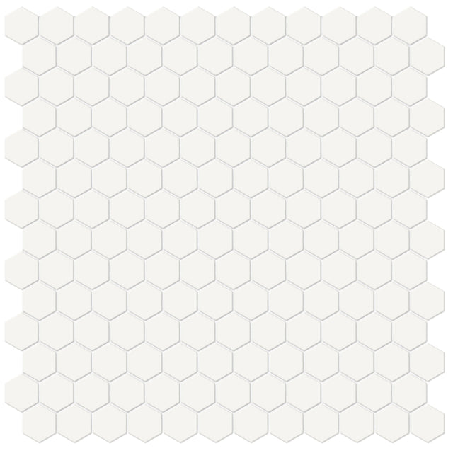 Anatolia Tile 1 Inch Soho Matte Canvas White Porcelain Hexagon Mosaic. 1 Sheet = .93 Sq. Ft. 4501-0562-0  - premium natural stone mosaic tile from Anatolia Tile, available at PoshHaus showroom in Keene, NH