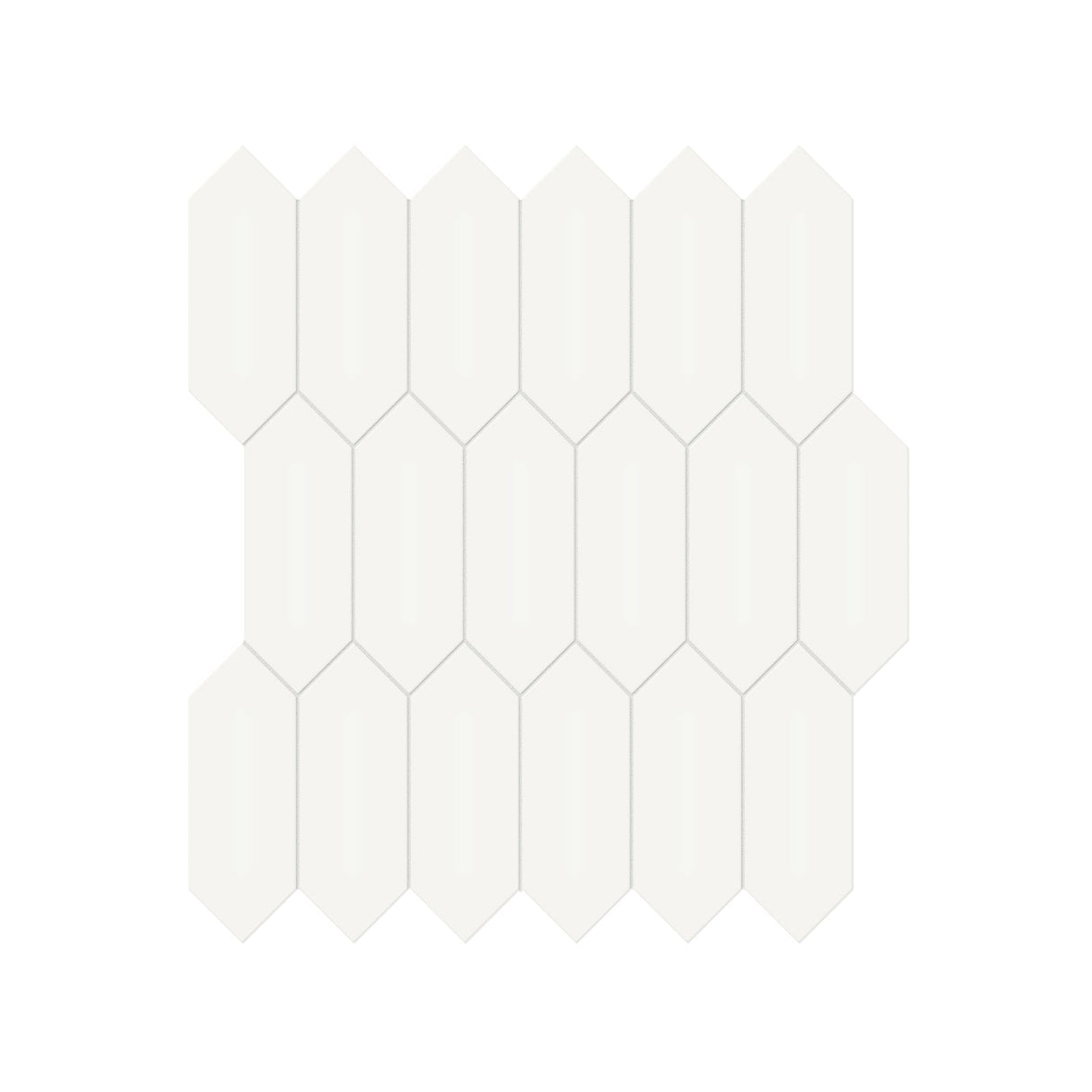 Anatolia Tile 2X5 Soho Canvas White Glossy Porcelain Picket Mosaics. 1 Sheet = .97 Sq. Ft. 4501-0480-0 - premium natural stone mosaic tile from Anatolia Tile, available at PoshHaus showroom in Keene, NH
