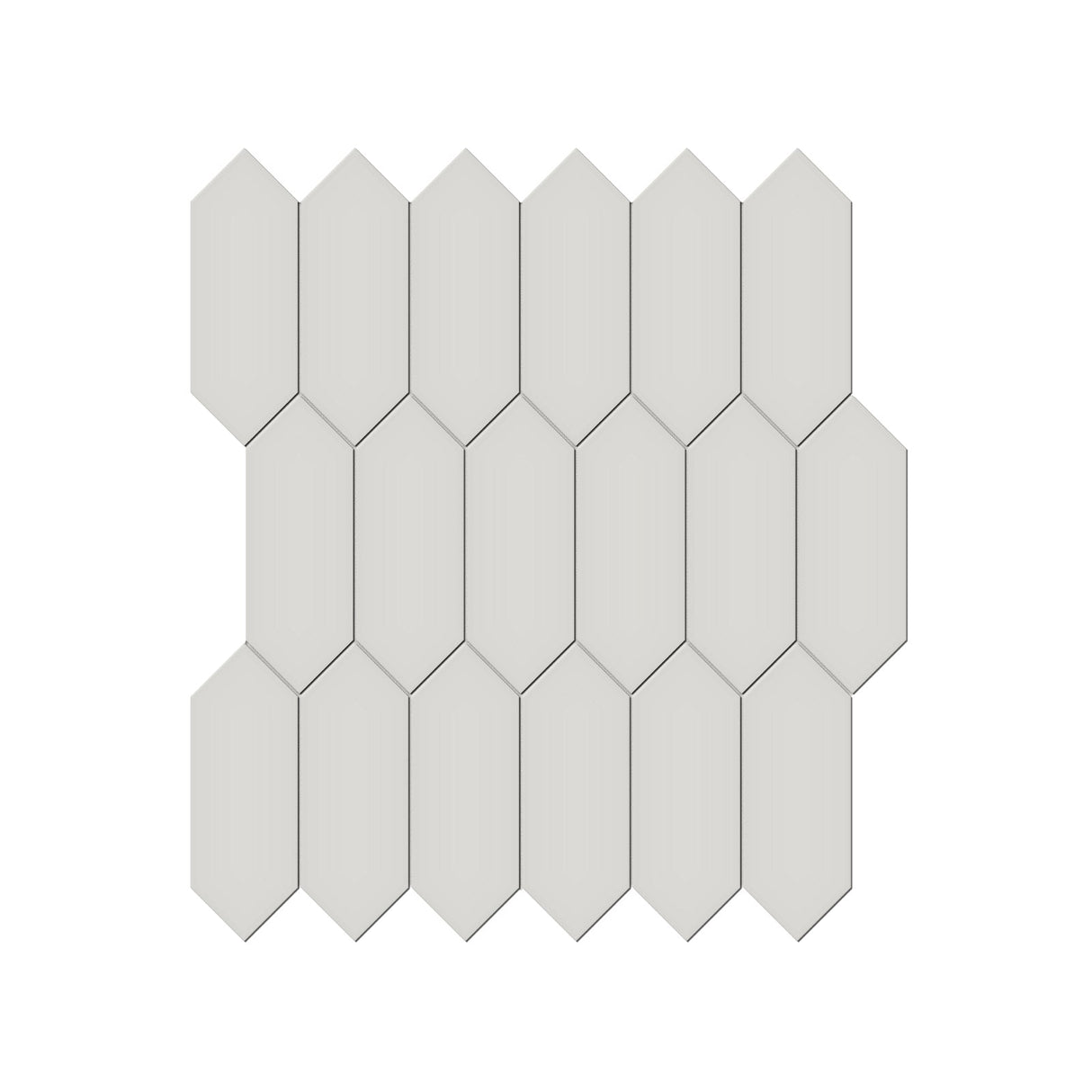 Anatolia Tile 2X5 Soho Halo Grey Glossy Porcelain Picket Mosaics. 1 Sheet = .97 Sq. Ft. 4501-0483-0 - premium natural stone mosaic tile from Anatolia Tile, available at PoshHaus showroom in Keene, NH