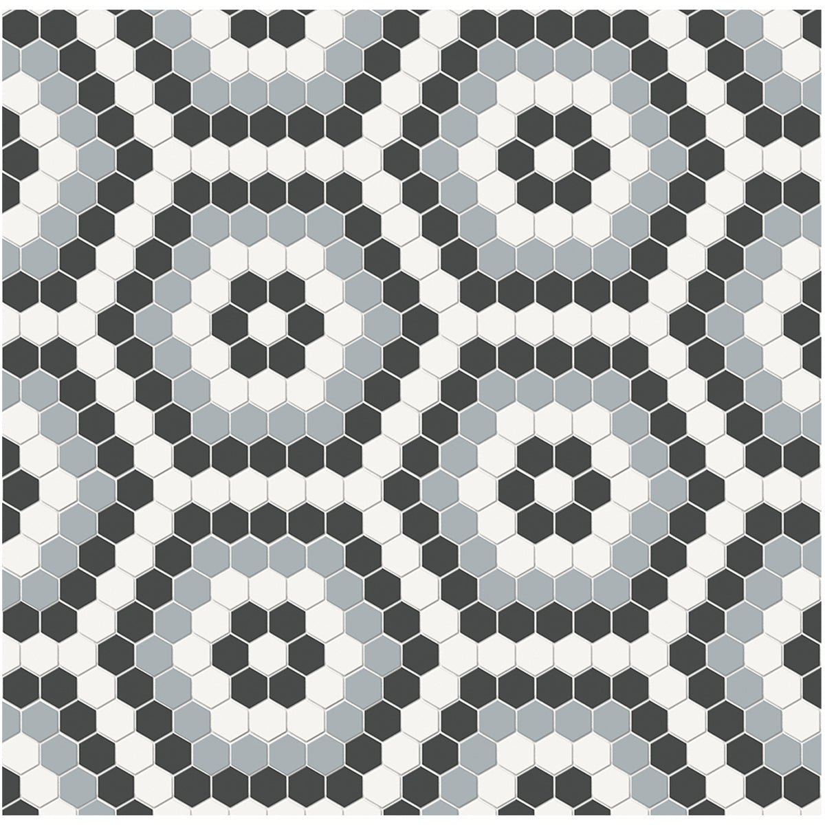 Anatolia Tile Soho Dawn Blend Hexagon Pattern Matte Porcelain Mosaics. 1 Sheet = .83 Sq. Ft. 4501-0556-0 - premium natural stone mosaic tile from Anatolia Tile, available at PoshHaus showroom in Keene, NH
