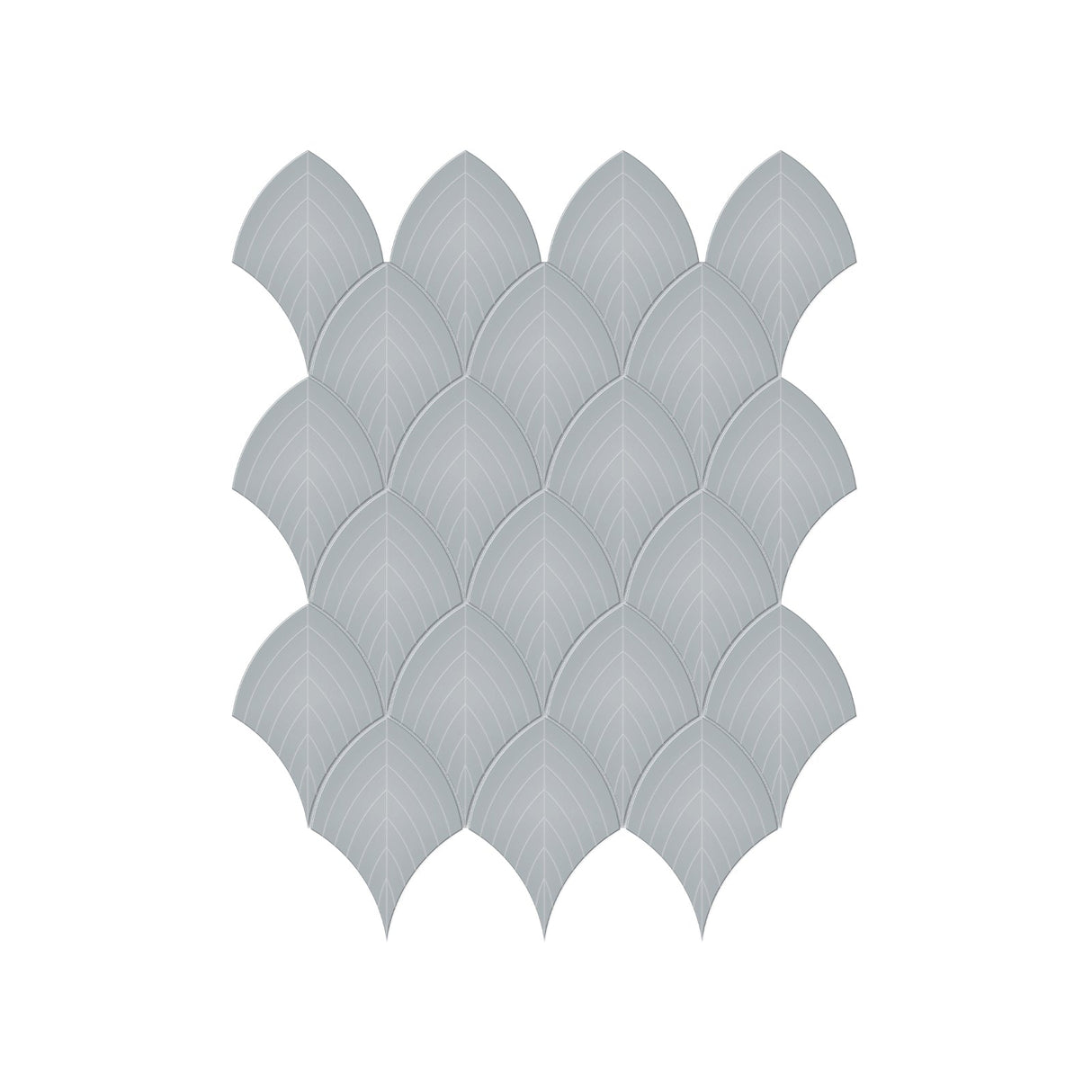 Anatolia Tile Soho Cloud Blue Glossy Porcelain Scallop Mosaics. 1 Sheet = 1 Sq. Ft. 4501-0518-0 - premium natural stone mosaic tile from Anatolia Tile, available at PoshHaus showroom in Keene, NH