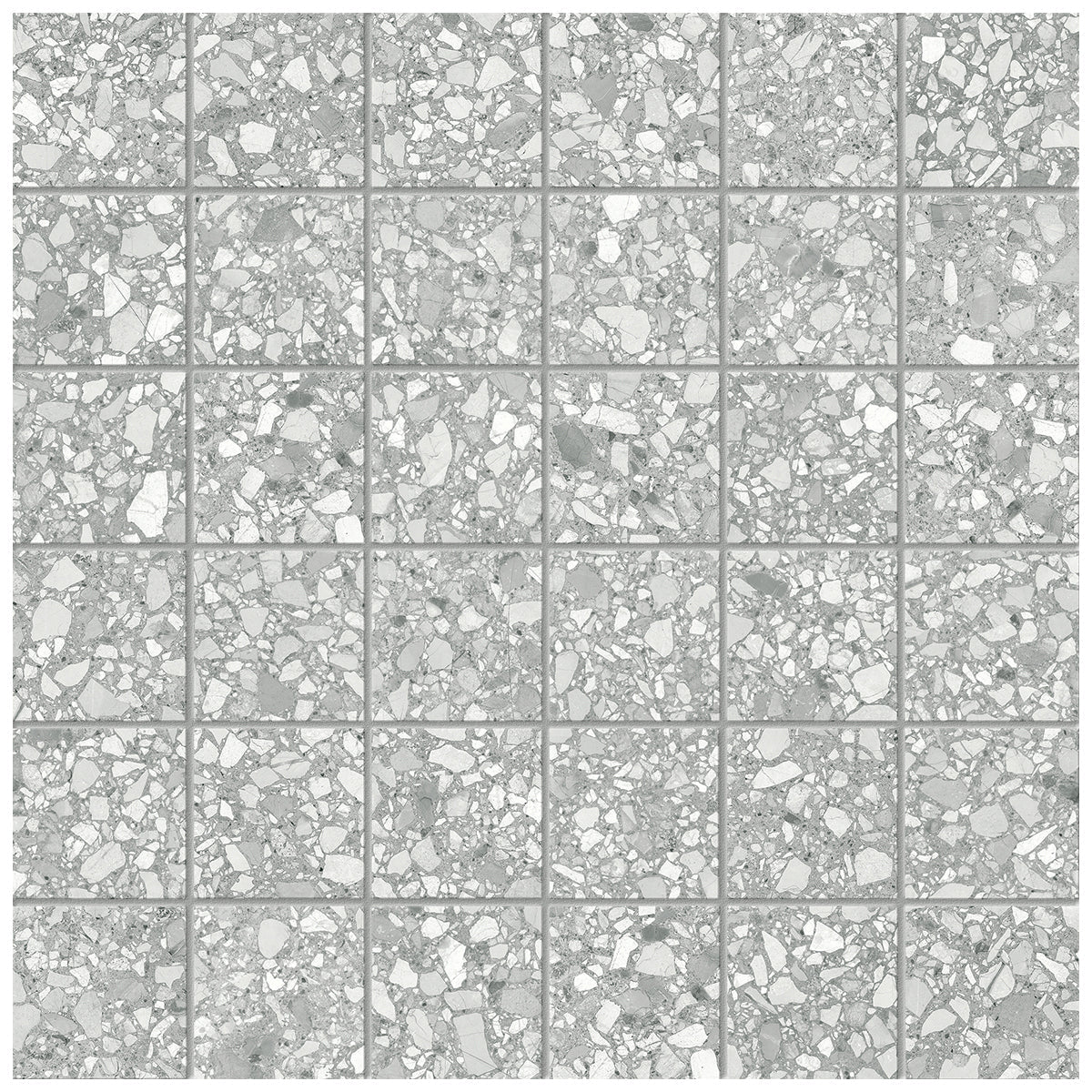 Anatolia Tile 2X2 Station Ash Matte 36 Piece Porcelain Mosaics. 1 Sheet = .96 Sq. Ft. 4501-0318-0 (63-668) Ash 2x2 - premium natural stone mosaic tile from Anatolia Tile, available at PoshHaus showroom in Keene, NH