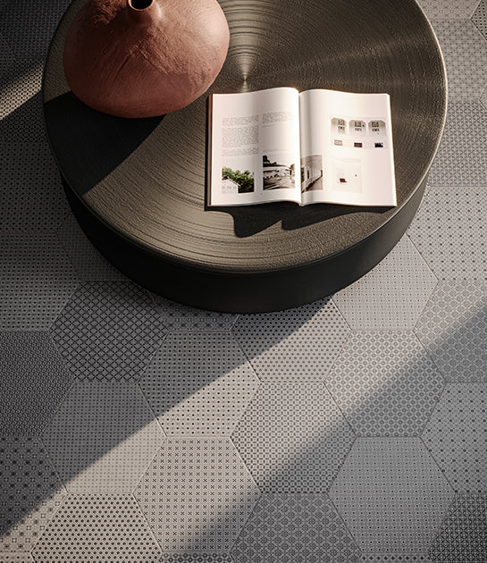 Anatolia Tile 8 Hex Tapestri Cashmere 4500-0985-0 Blend In Cashmere Blend Hexagon 8.5x8.5 - premium natural stone mosaic tile from Anatolia Tile, available at PoshHaus showroom in Keene, NH