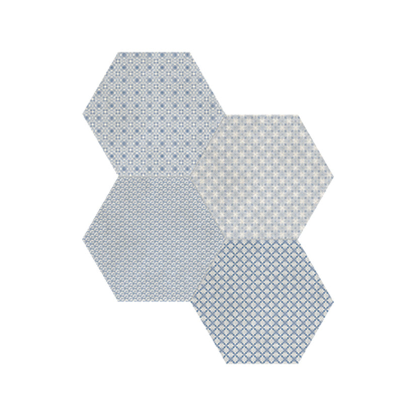 Anatolia Tile 8 In Hex Tapestri Denim 4500-0986-0 Blend Denim Blend Hexagon 8.5x8.5 - premium natural stone mosaic tile from Anatolia Tile, available at PoshHaus showroom in Keene, NH