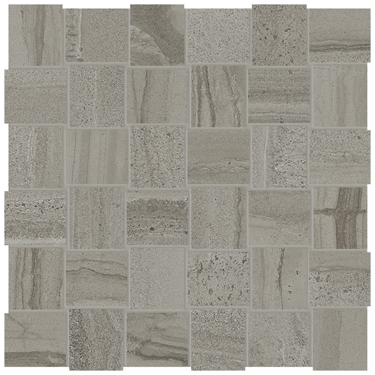 Anatolia Tile 2X2 Basketweave Amelia Matte Smoke 36 Piece Porcelain Mosaics. 1 Sheet = .97 Sq. Ft. 4501-0004-0 (69-074) Smoke Basketweave 2x2 - premium natural stone mosaic tile from Anatolia Tile, available at PoshHaus showroom in Keene, NH