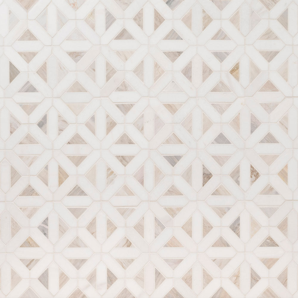 Angora geometric 12x12 polished marble mesh mounted mosaic tile SMOT-ANGORA-GEOP product shot angle view