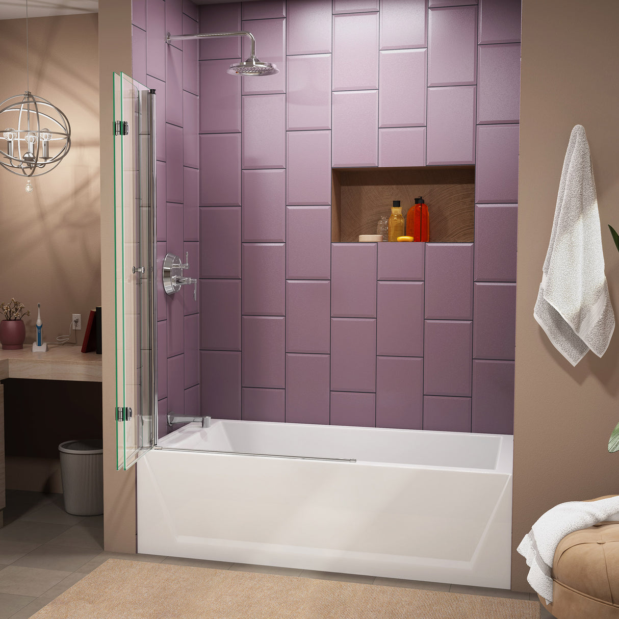 DreamLine Aqua Fold 36 in. W x 58 in. H Frameless Bi-Fold Tub Door in Chrome