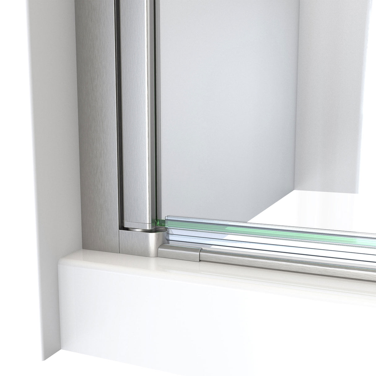 DreamLine Aqua-Q Fold 32 in. D x 32 in. W x 76 3/4 in. H Frameless Bi-Fold Shower Door in Brushed Nickel with White Acrylic Kit