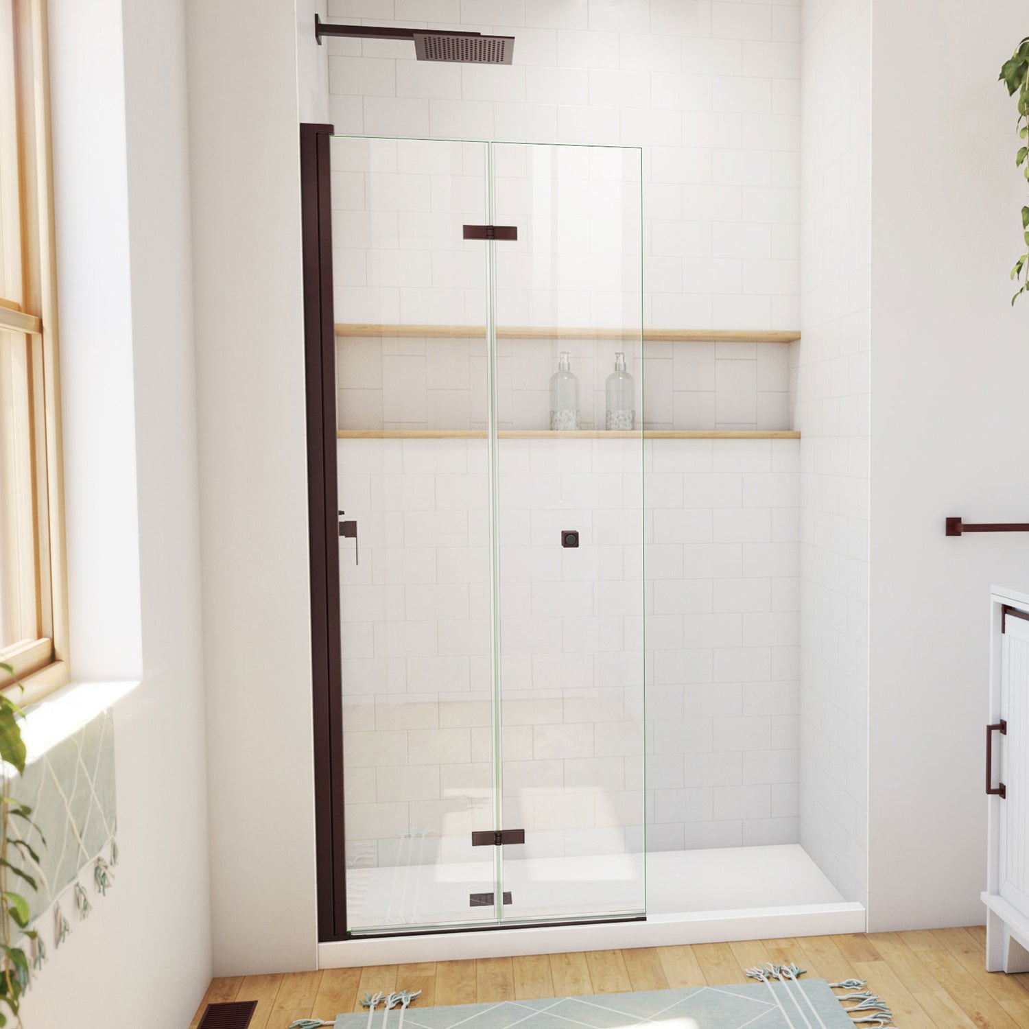 DreamLine Aqua-Q Fold 29 1/2 in. W x 72 in. H Frameless Bi-Fold Shower Door in Oil Rubbed Bronze