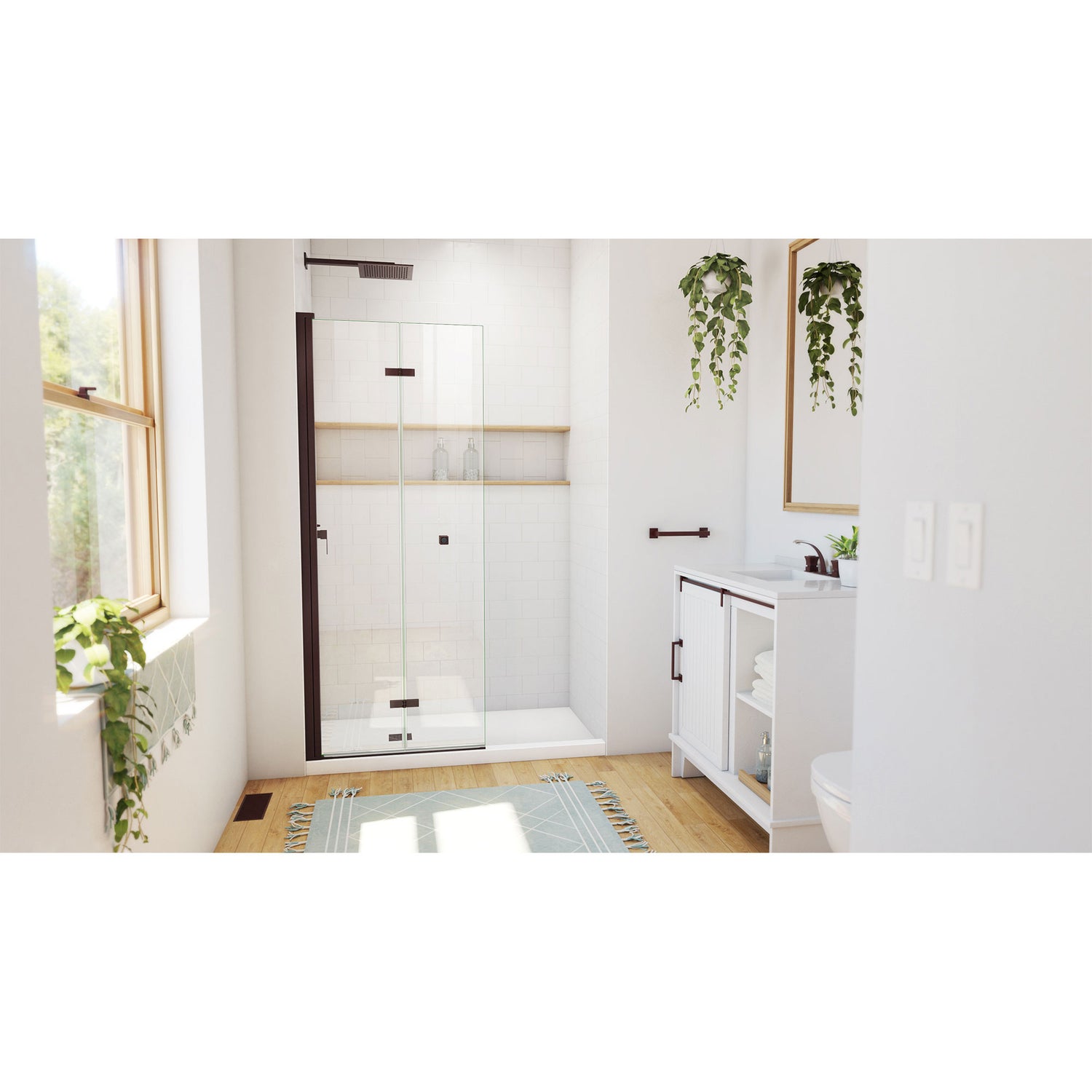 DreamLine Aqua-Q Fold 29 1/2 in. W x 72 in. H Frameless Bi-Fold Shower Door in Oil Rubbed Bronze