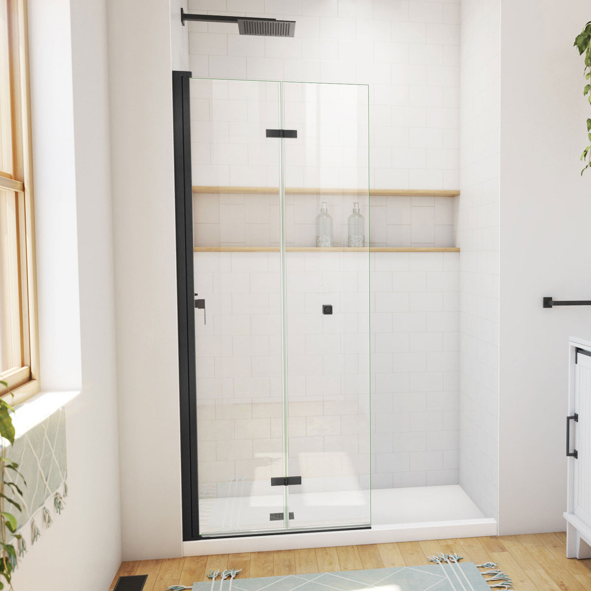 DreamLine Aqua-Q Fold 29 1/2 in. W x 72 in. H Frameless Bi-Fold Shower Door in Satin Black