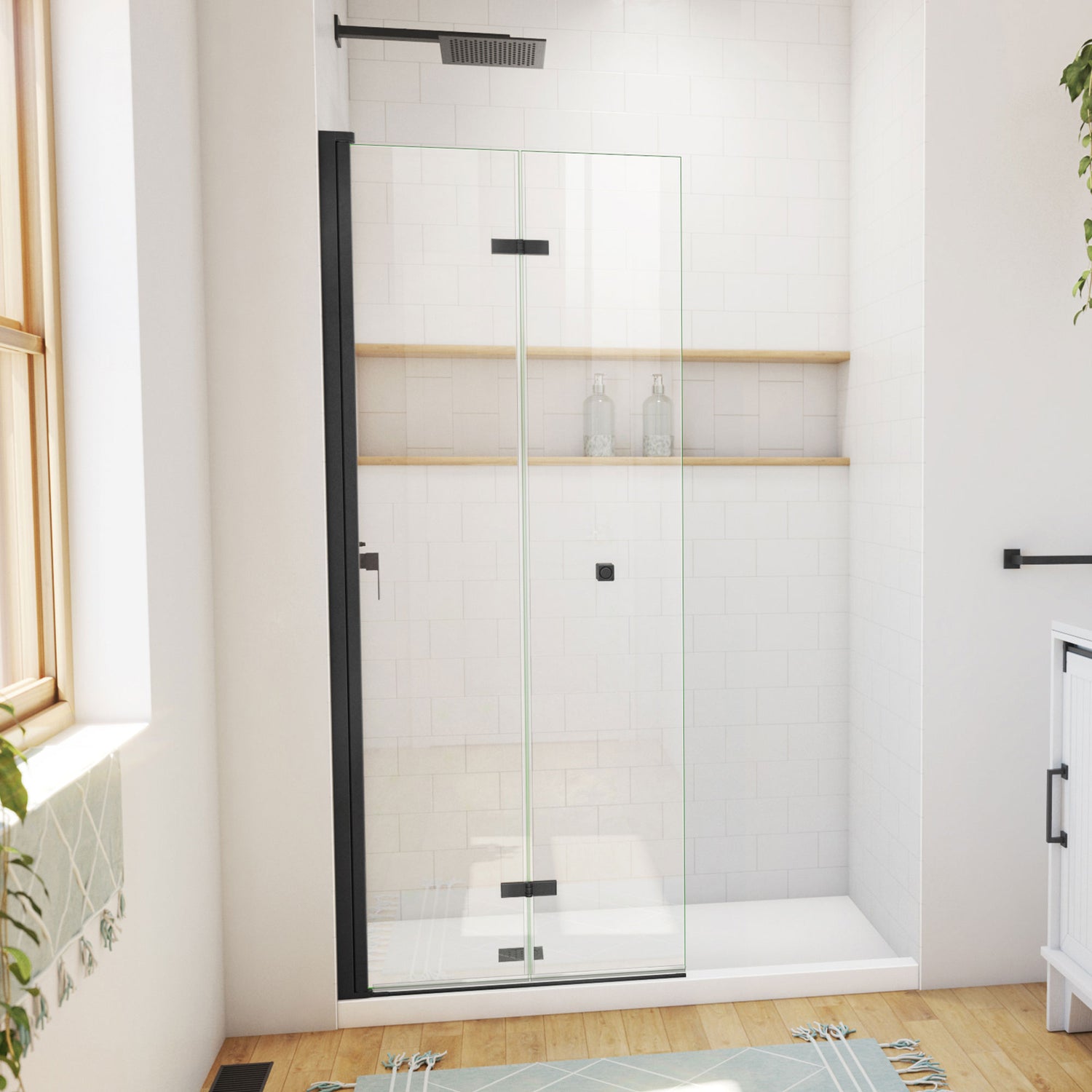 DreamLine Aqua-Q Fold 29 1/2 in. W x 72 in. H Frameless Bi-Fold Shower Door in Satin Black