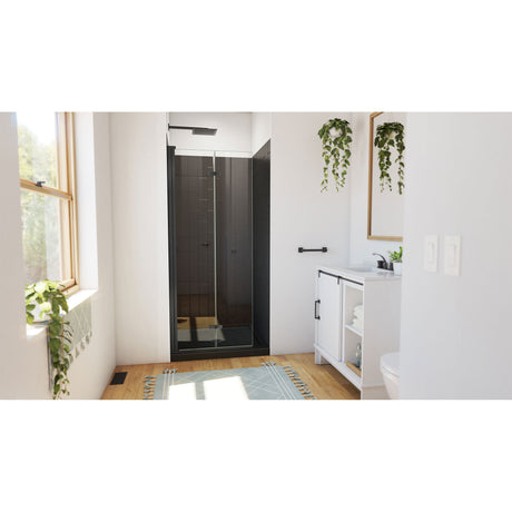 DreamLine Aqua-Q Fold 32 in. D x 32 in. W x 76 3/4 in. H Frameless Bi-Fold Shower Door in Satin Black with Black Acrylic Kit