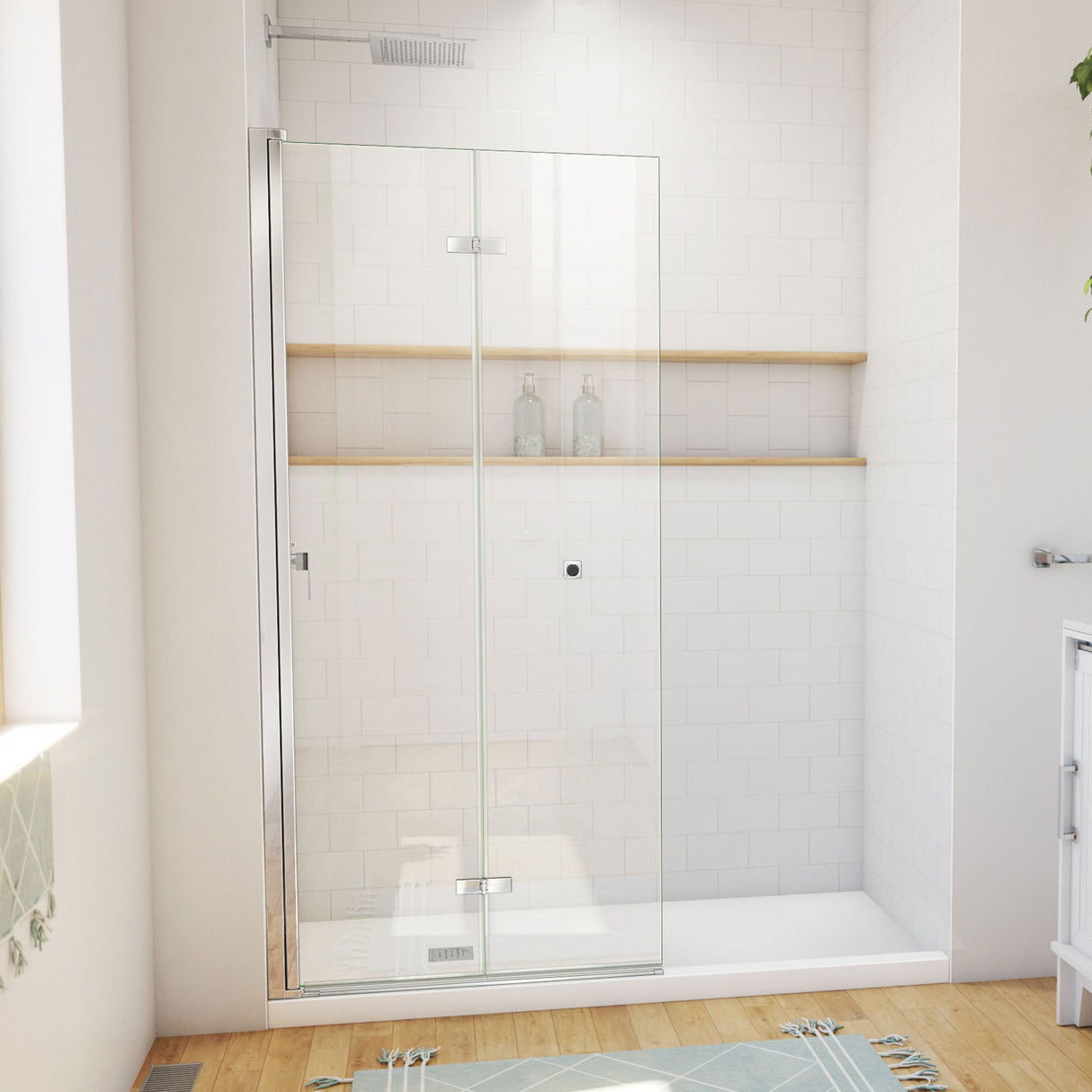 DreamLine Aqua-Q Fold 33 1/2 in. W x 72 in. H Frameless Bi-Fold Shower Door in Chrome