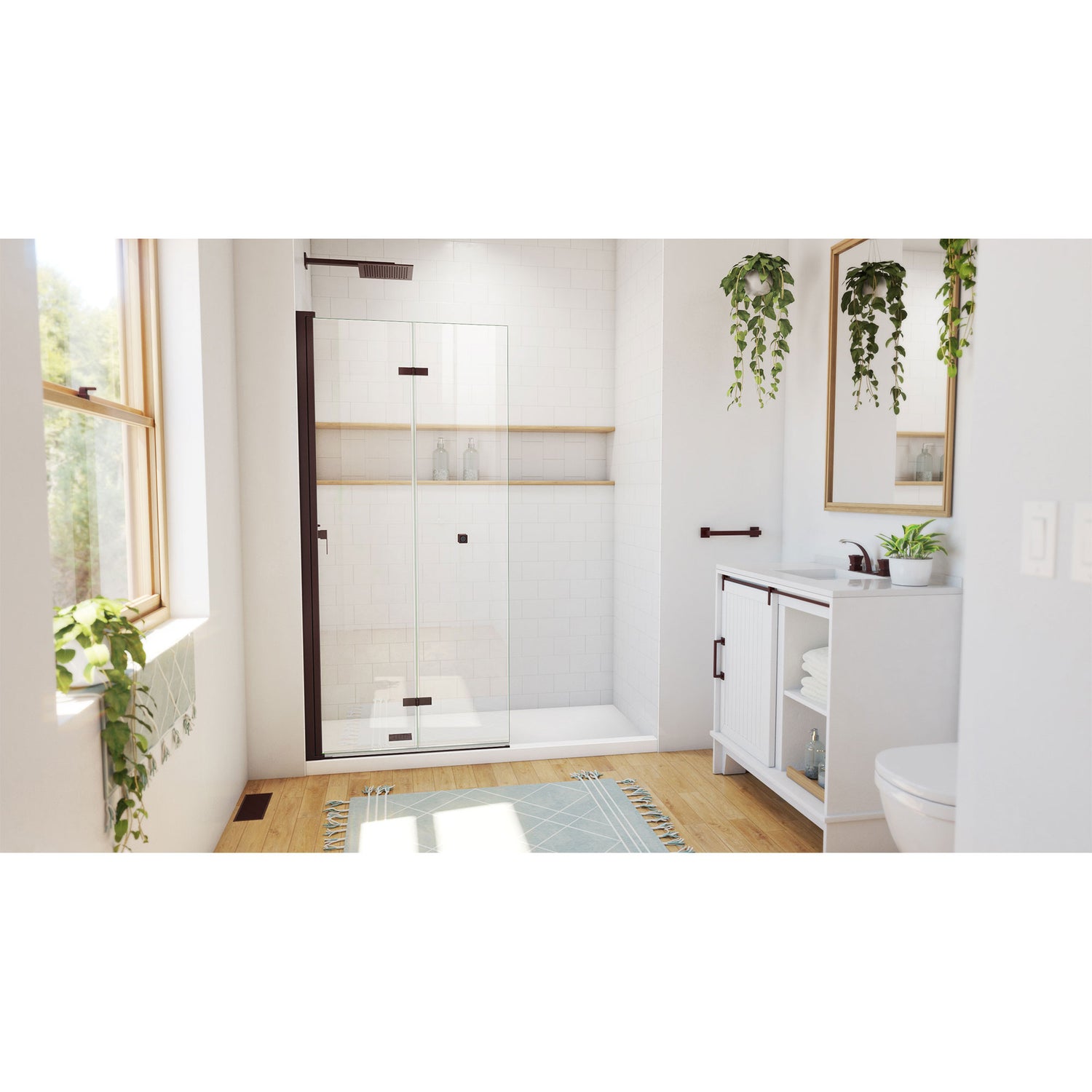 DreamLine Aqua-Q Fold 33 1/2 in. W x 72 in. H Frameless Bi-Fold Shower Door in Oil Rubbed Bronze