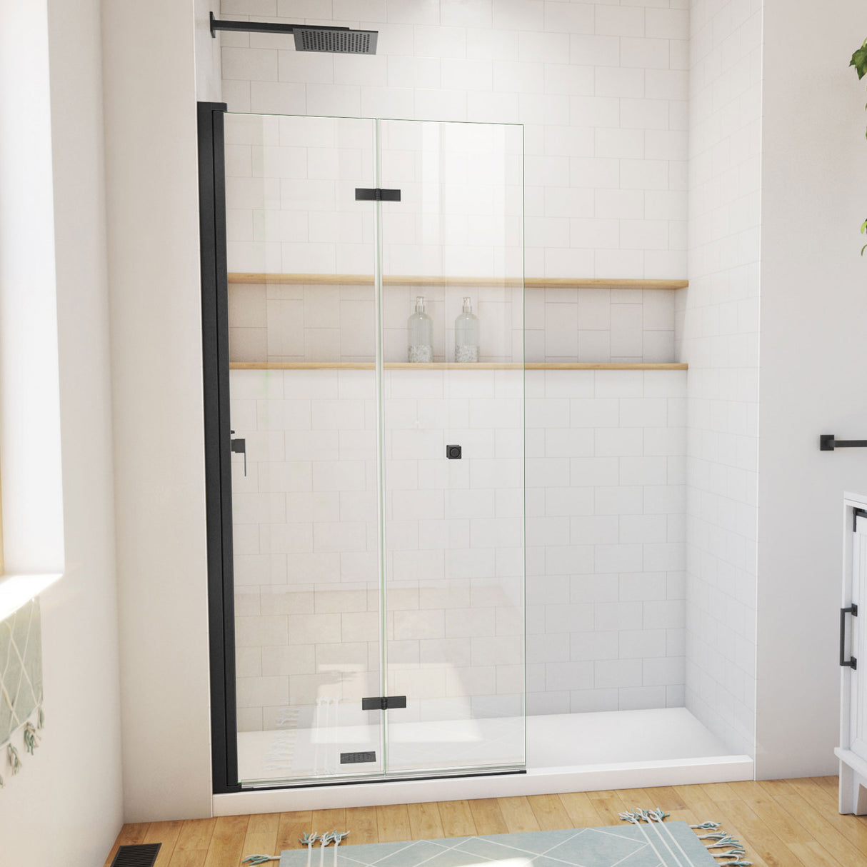 DreamLine Aqua-Q Fold 33 1/2 in. W x 72 in. H Frameless Bi-Fold Shower Door in Satin Black