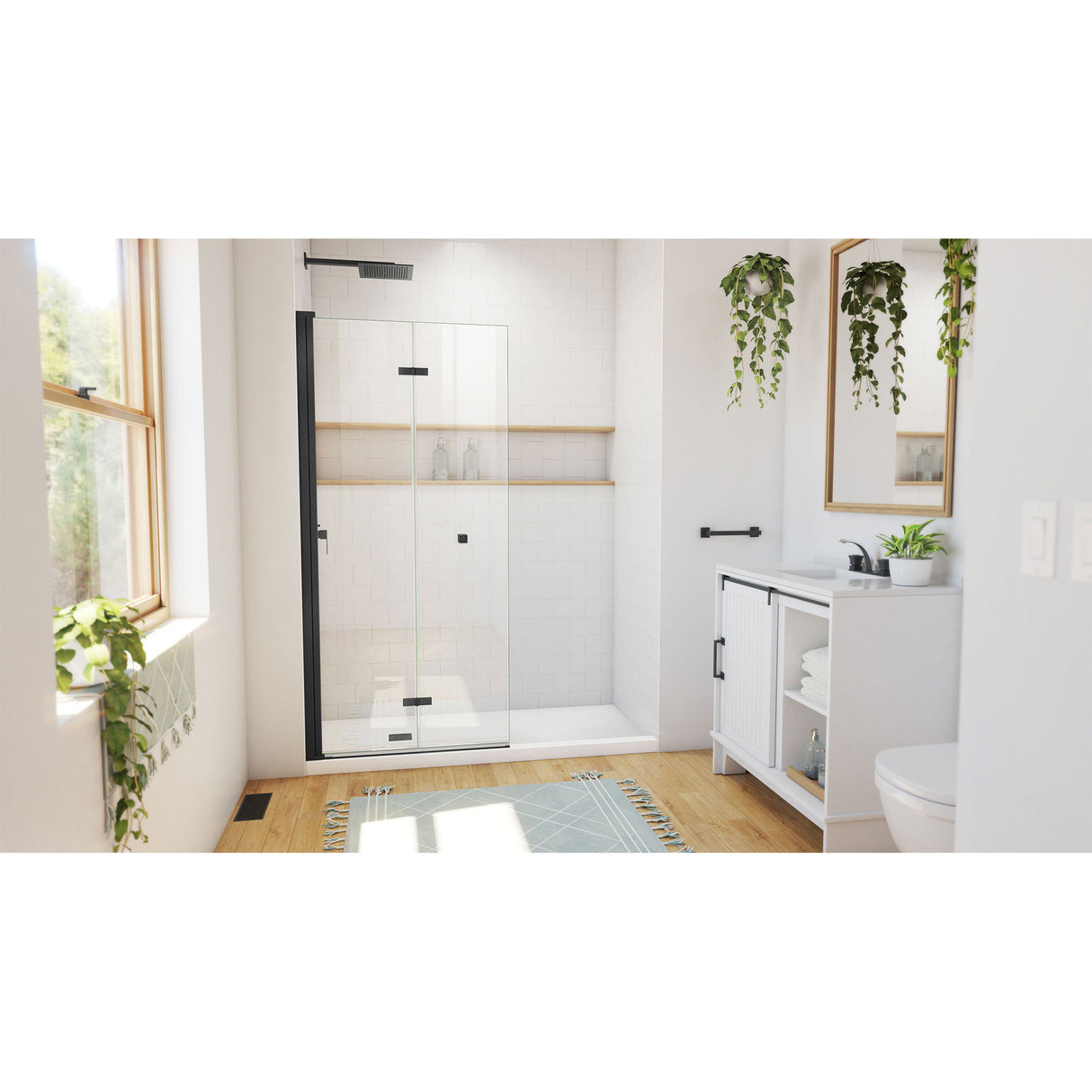DreamLine Aqua-Q Fold 33 1/2 in. W x 72 in. H Frameless Bi-Fold Shower Door in Satin Black