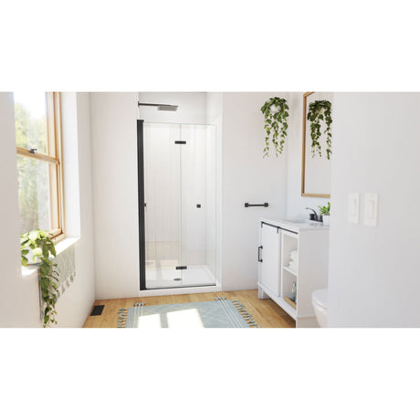 DreamLine Aqua-Q Fold 36 in. D x 36 in. W x 76 3/4 in. H Frameless Bi-Fold Shower Door in Satin Black with White Acrylic Kit