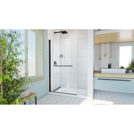DreamLine Aqua-Q Swing 39 1/2 in. W x 72 in. H Frameless Shower Door in Satin Black