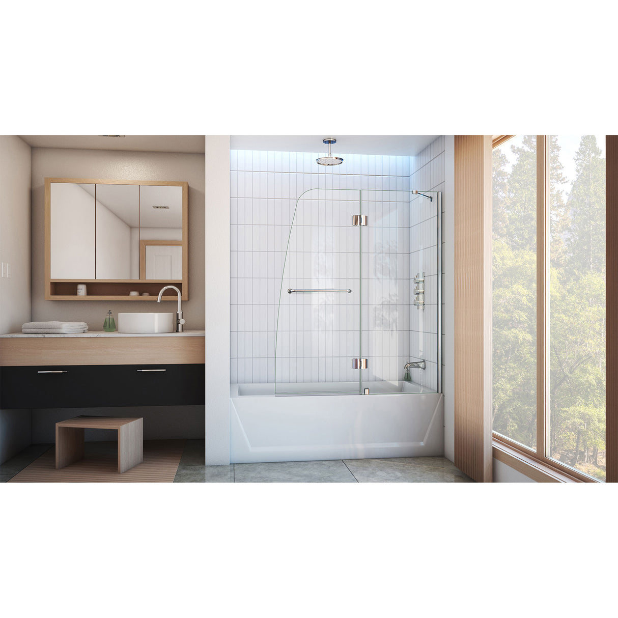 DreamLine Aqua 48 in. W x 58 in. H Frameless Hinged Tub Door in Chrome