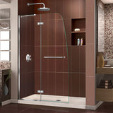 DreamLine Aqua Ultra 36 in. D x 60 in. W x 74 3/4 in. H Frameless Shower Door in Chrome and Center Drain Biscuit Base Kit