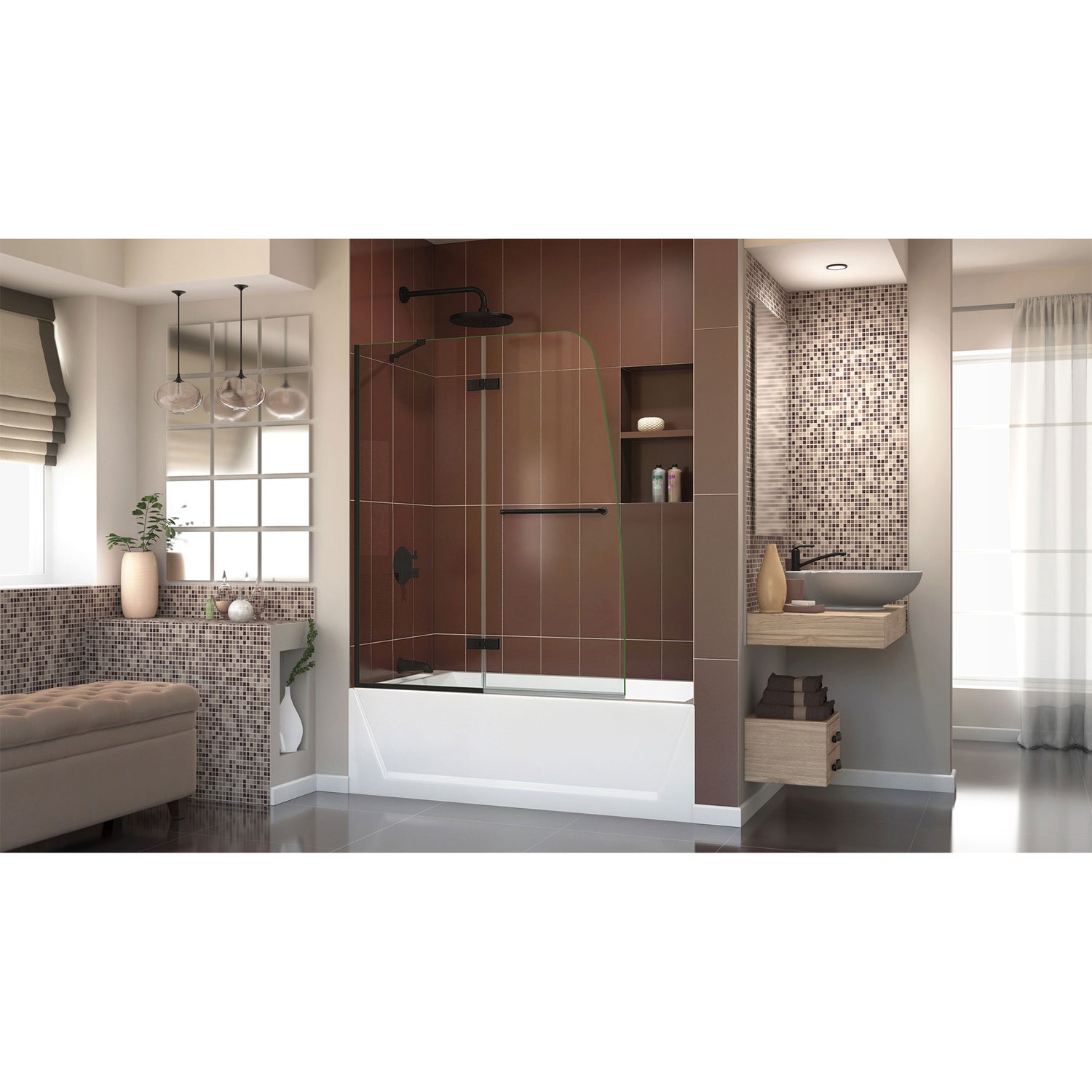 DreamLine Aqua Ultra 48 in. W x 58 in. H Frameless Hinged Tub Door in Satin Black