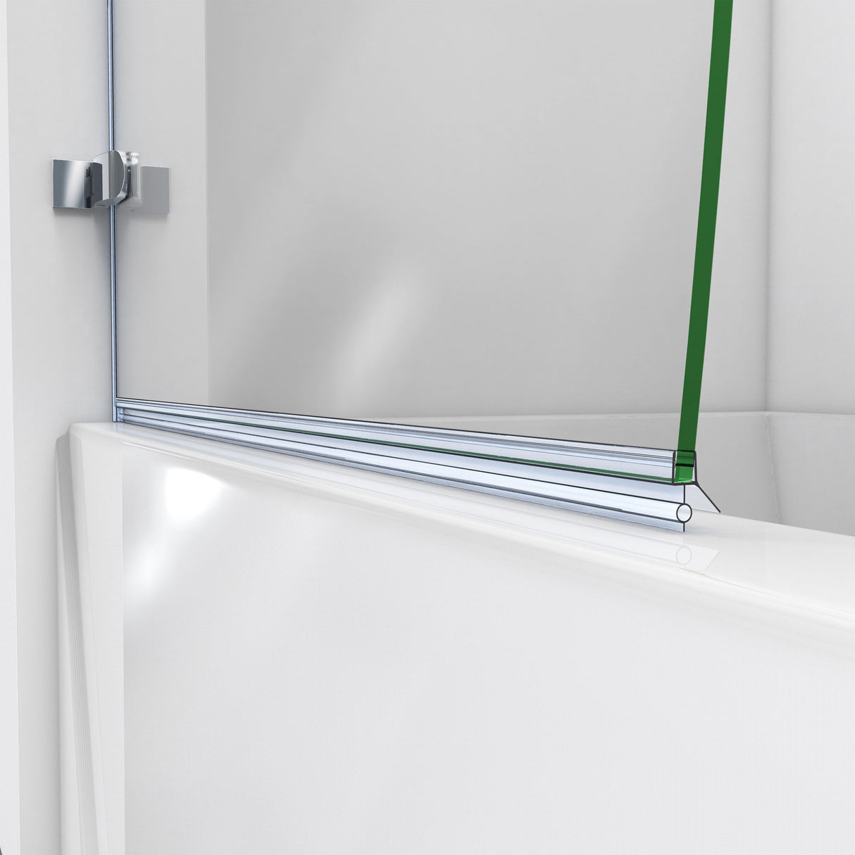 DreamLine Aqua Uno 56-60 in. W x 58 in. H Frameless Hinged Tub Door with Extender Panel in Chrome