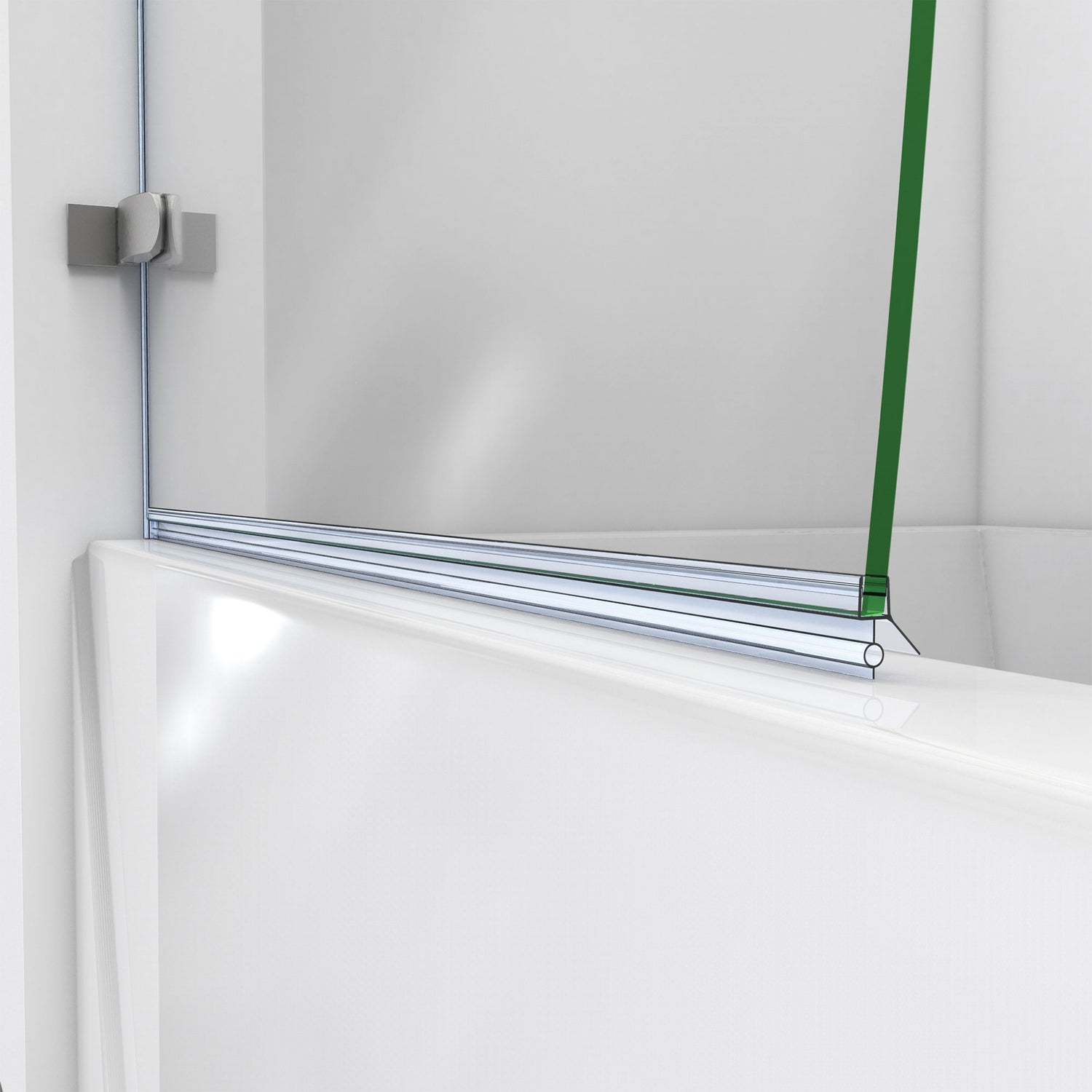 DreamLine Aqua Uno 56-60 in. W x 30 in. D x 58 in. H Frameless Hinged Tub Door with Return Panel in Brushed Nickel