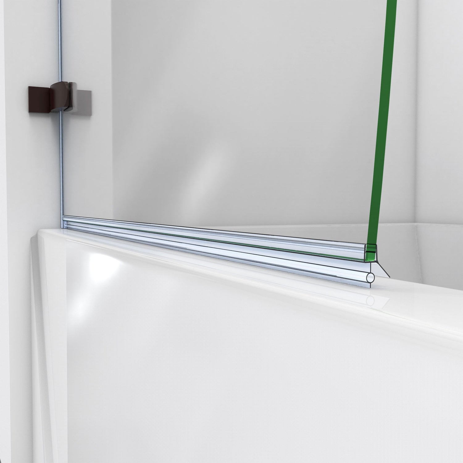 DreamLine Aqua Uno 34 in. W x 58 in. H Frameless Hinged Tub Door in Oil Rubbed Bronze