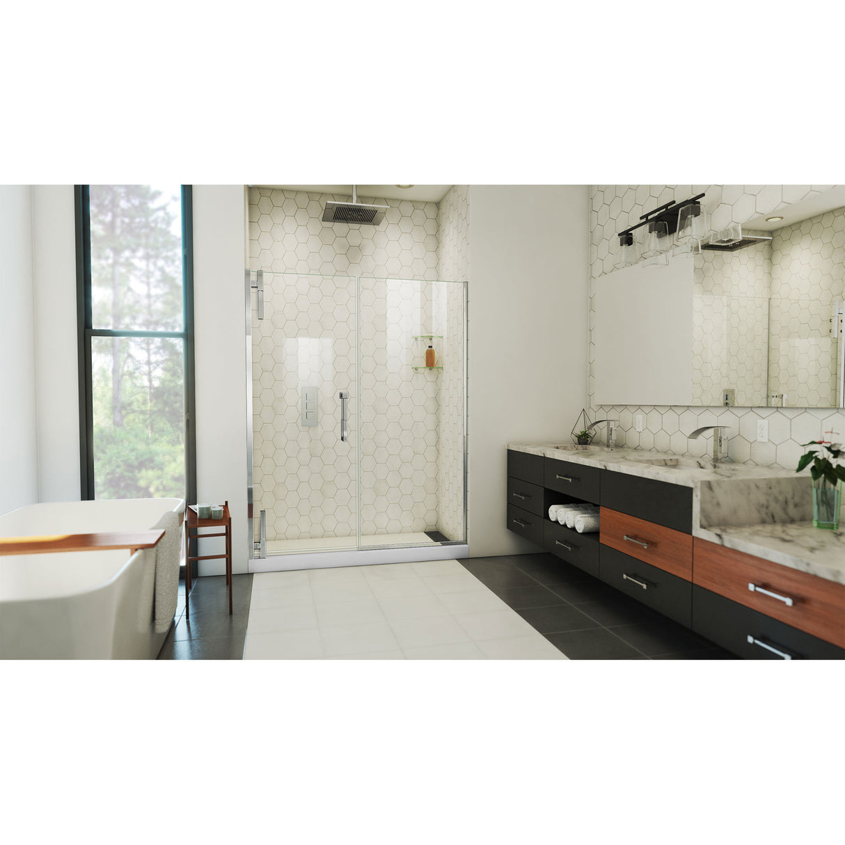 DreamLine Ascend 56 1/2-57 1/2 in. W x 72 in. H Frameless Pivot Shower Door in Chrome