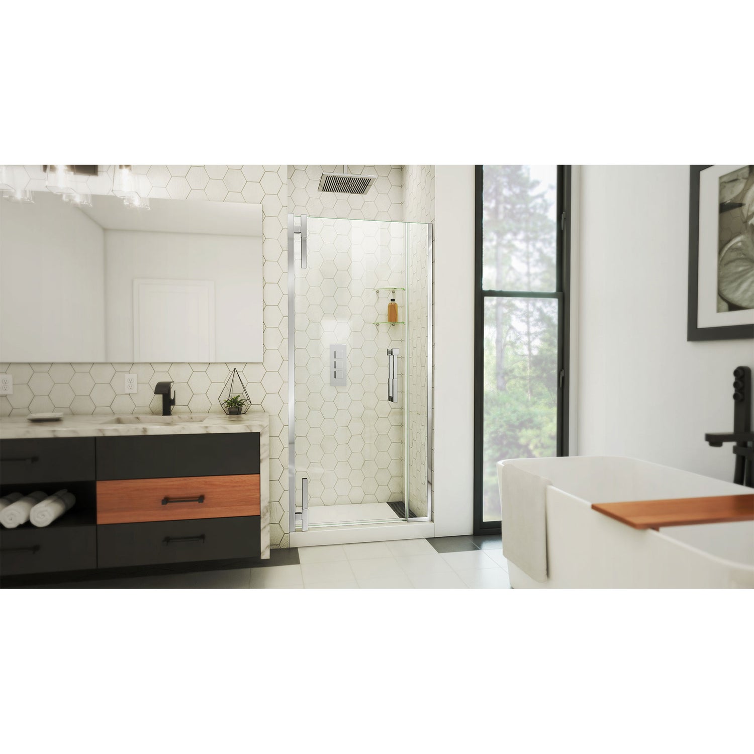 DreamLine Ascend 36 1/2-37 1/2 in. W x 72 in. H Frameless Pivot Shower Door in Chrome