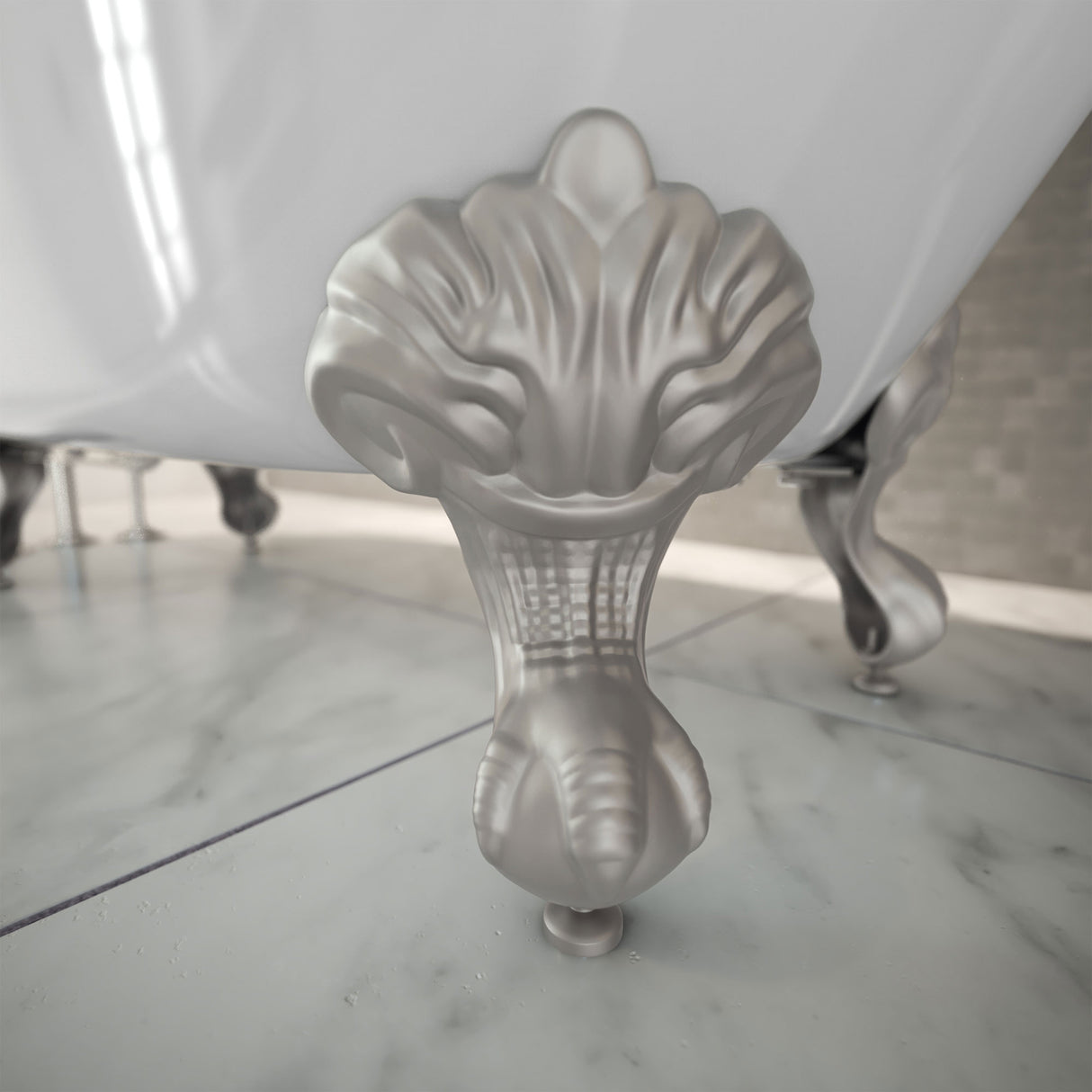 DreamLine Atlantic 61 in. L x 28 in. H Acrylic Freestanding Bathtub with Brushed Nickel Finish