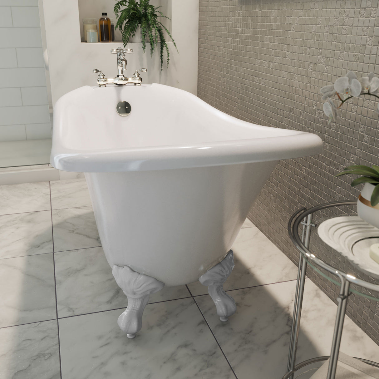 DreamLine Atlantic 61 in. L x 28 in. H Acrylic Freestanding Bathtub with White Finish