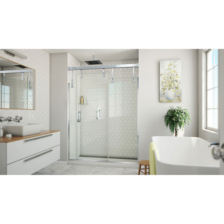 DreamLine Avenue 56-60 in. W x 79 in. H Semi-Frameless Sliding Shower Door in Chrome