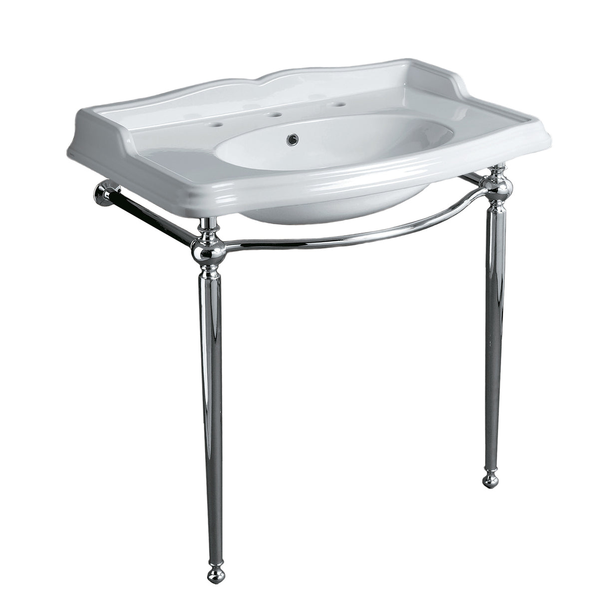 Britannia Large Rectangular Sink Console with Front Towel Bar and Widespread Faucet Hole Drill