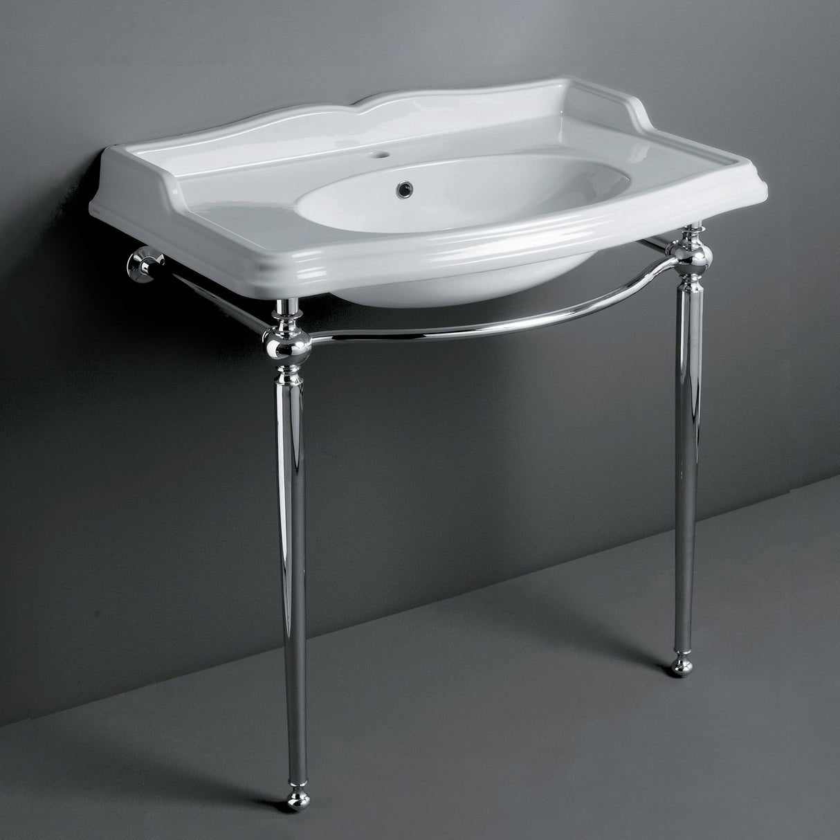 Britannia Large Rectangular Sink Console with Front Towel Bar and Single Faucet Hole Drill