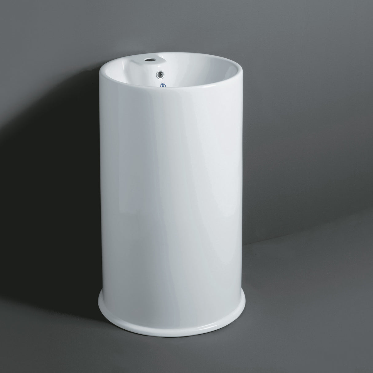 Britannia Freestanding Cylindrical Shaped Bathroom Basin with Single Faucet Hole Drill