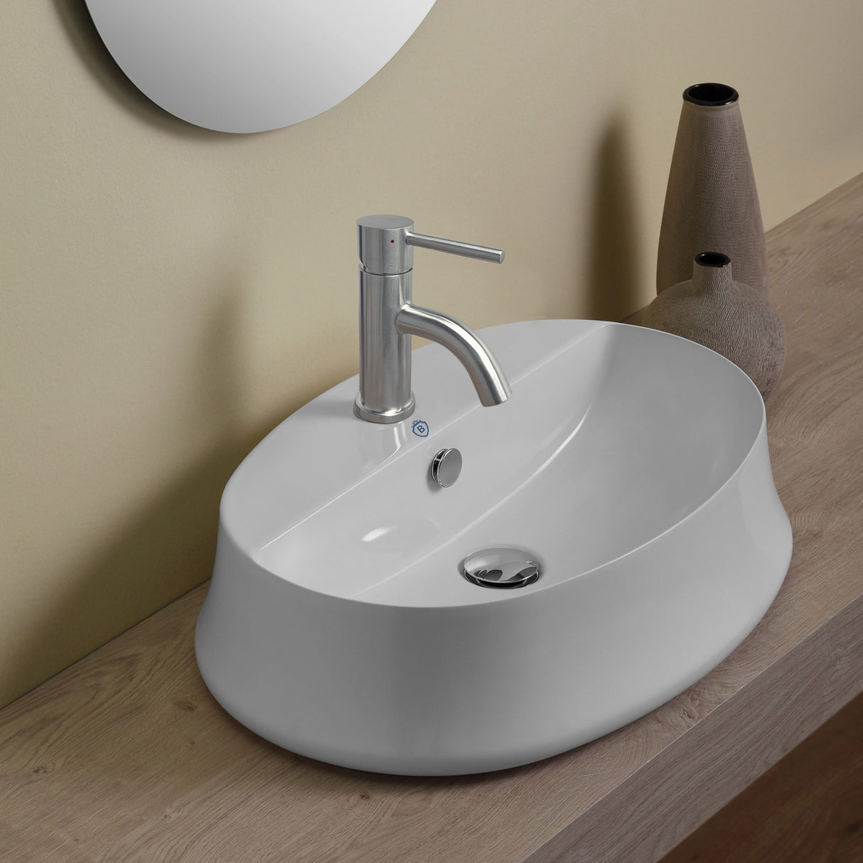 Britannia Oval Above Mount Basin with Single Faucet Hole Drill