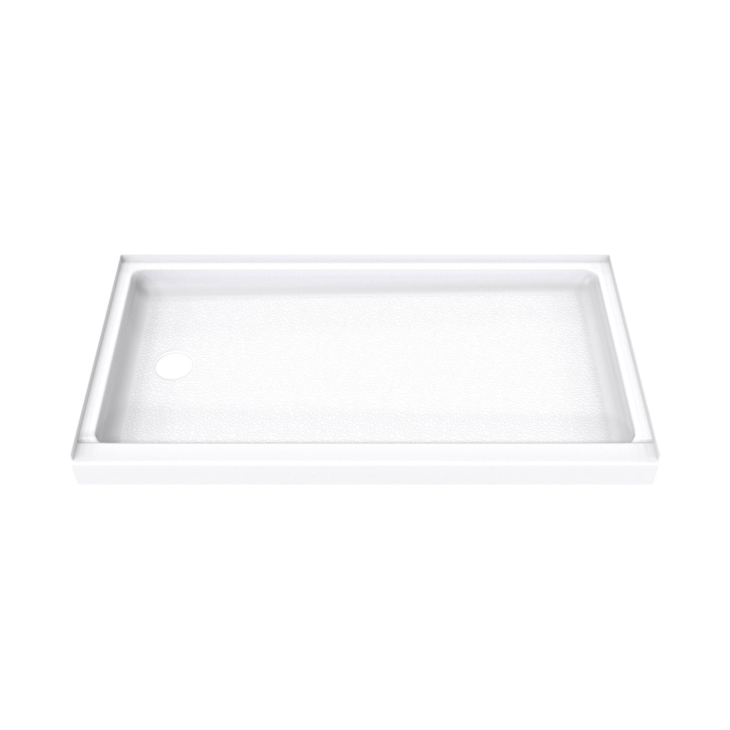 DreamLine DreamStone 32 in. D x 60 in. W x 4 5/16 in. H Left Drain Single Threshold Shower Base in White