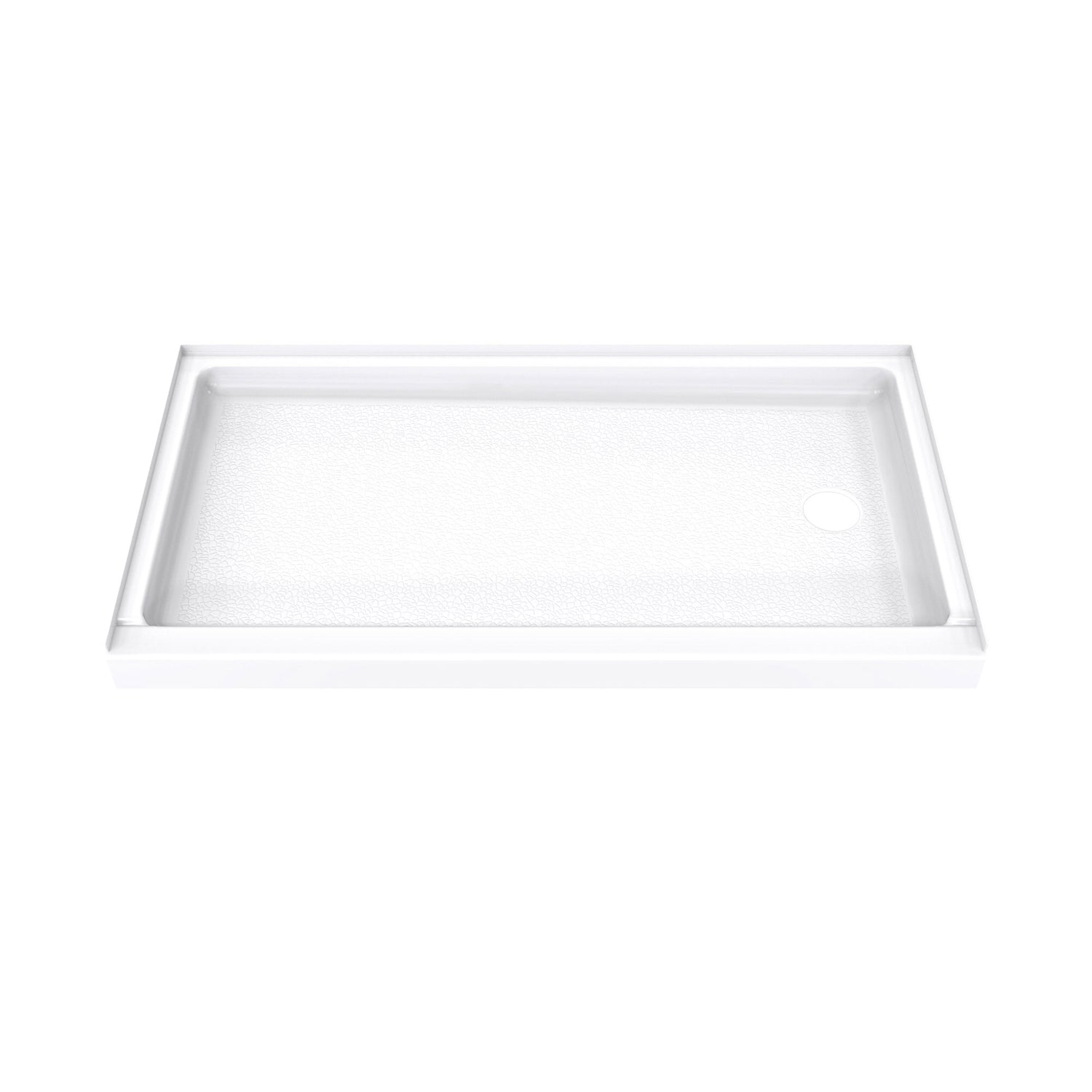 DreamLine DreamStone 32 in. D x 60 in. W x 4 5/16 in. H Right Drain Single Threshold Shower Base in White