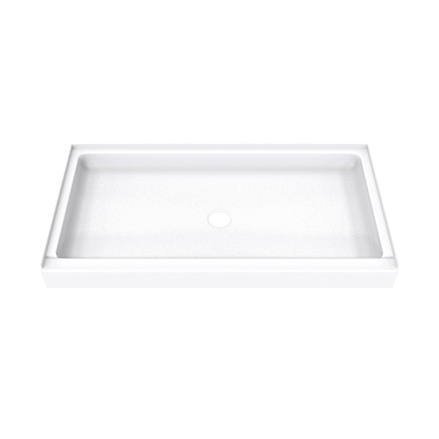 DreamLine DreamStone 32 in. D x 60 in. W x 5 1/2 in. H Center Drain Single Threshold Shower Base in White