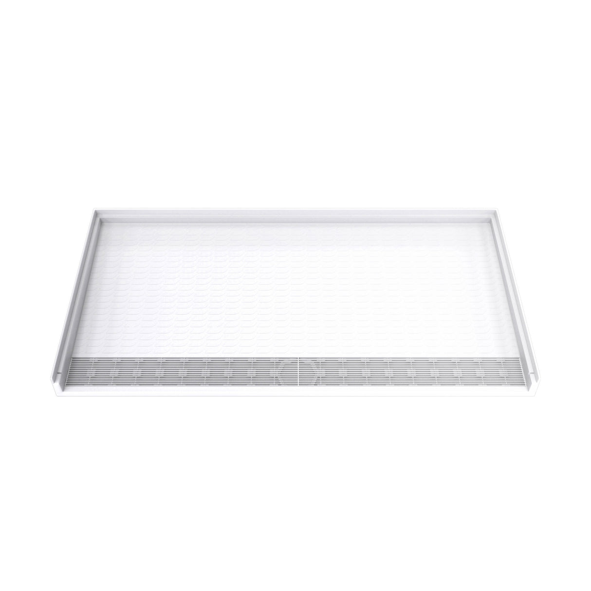 DreamLine DreamStone 33 in. D x 62 in. W x 3 1/2 in. H Front Drain Single Threshold Shower Base in White