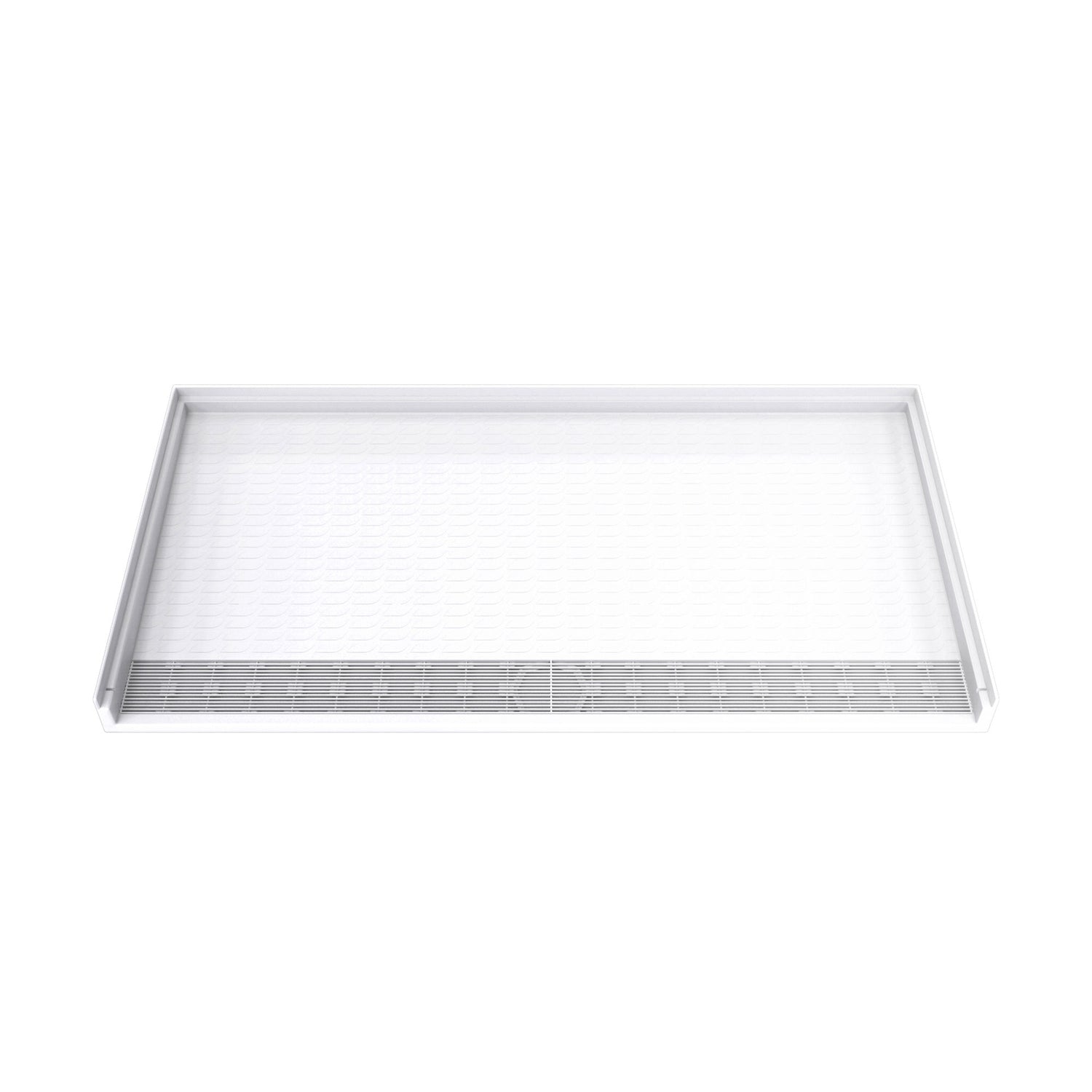 DreamLine DreamStone 33 in. D x 62 in. W x 3 1/2 in. H Front Drain Single Threshold Shower Base in White