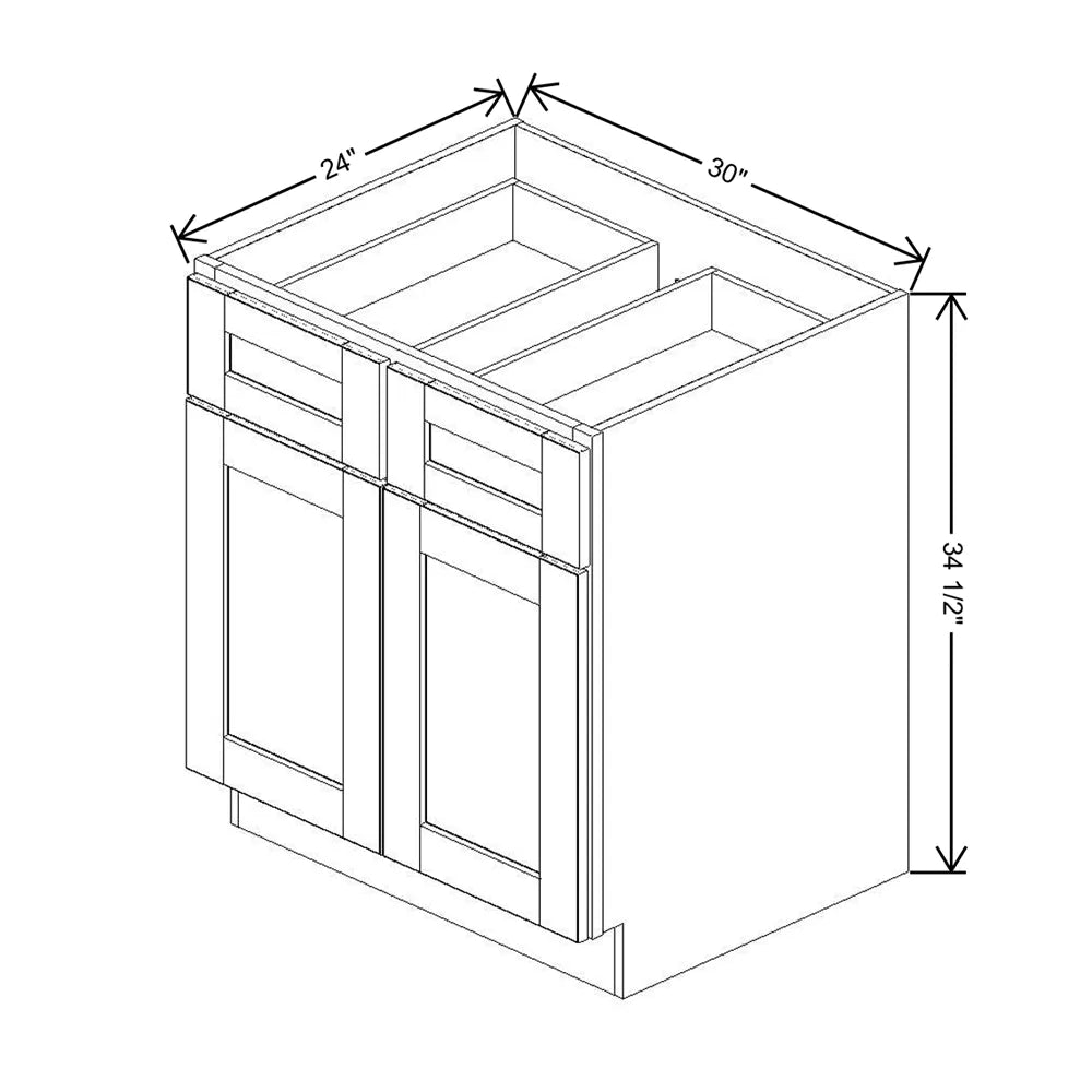 Mahogany 30" Base Cabinet with 2 Drawers and 2 Doors - J&K Cabinetry