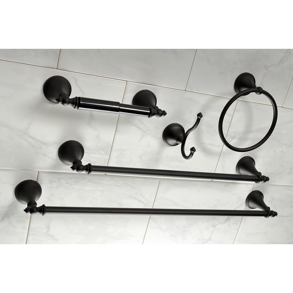 Naples BAHK1612478K 5-Piece Bathroom Hardware Set, Matte Black