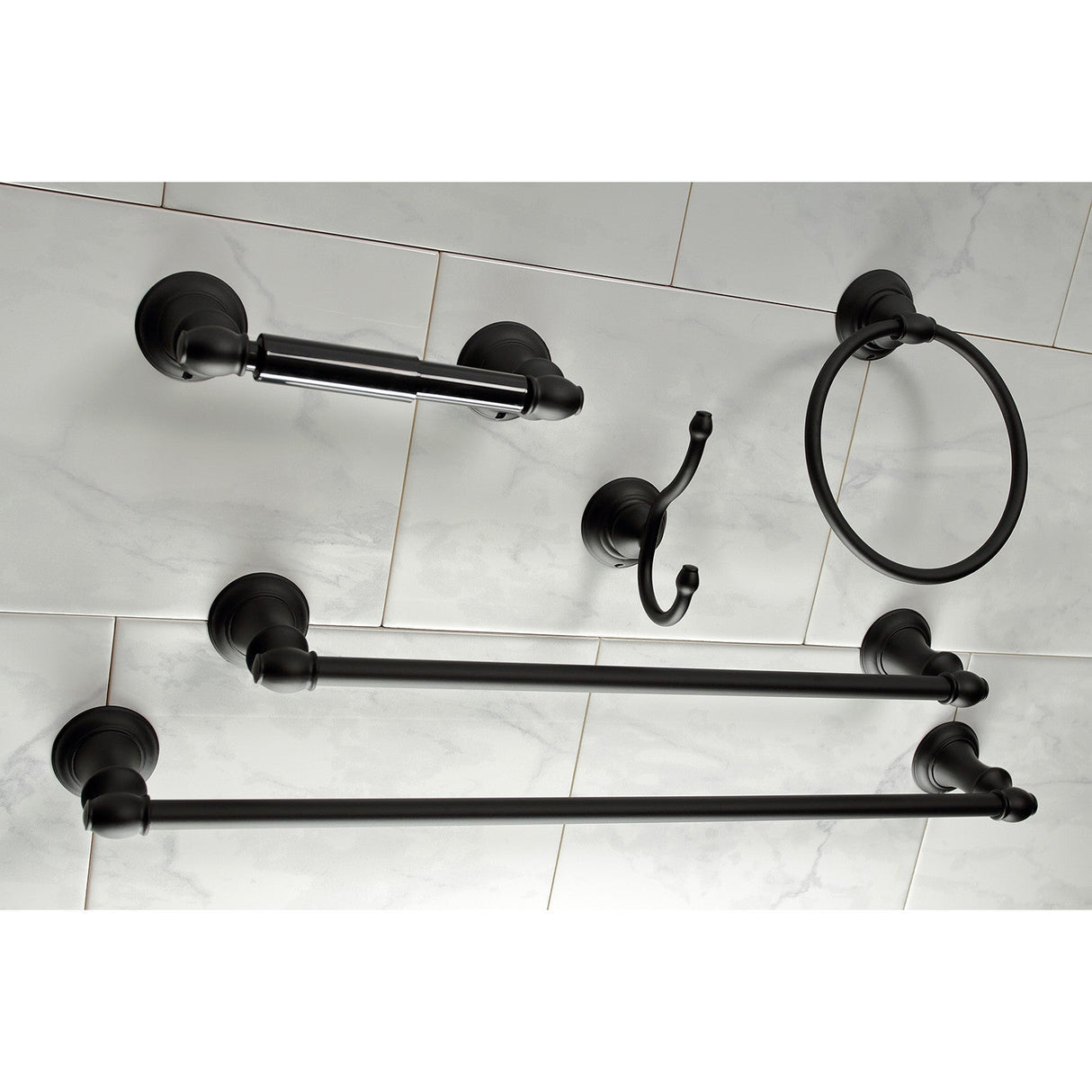 Provence BAHK2612478K 5-Piece Bathroom Hardware Set, Matte Black