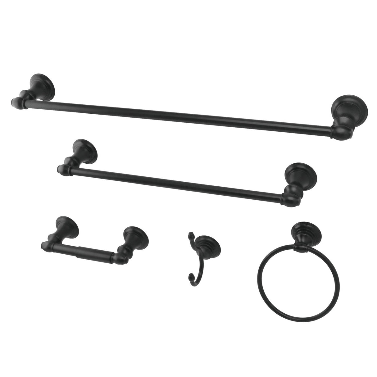 Provence BAHK2612478K 5-Piece Bathroom Hardware Set, Matte Black