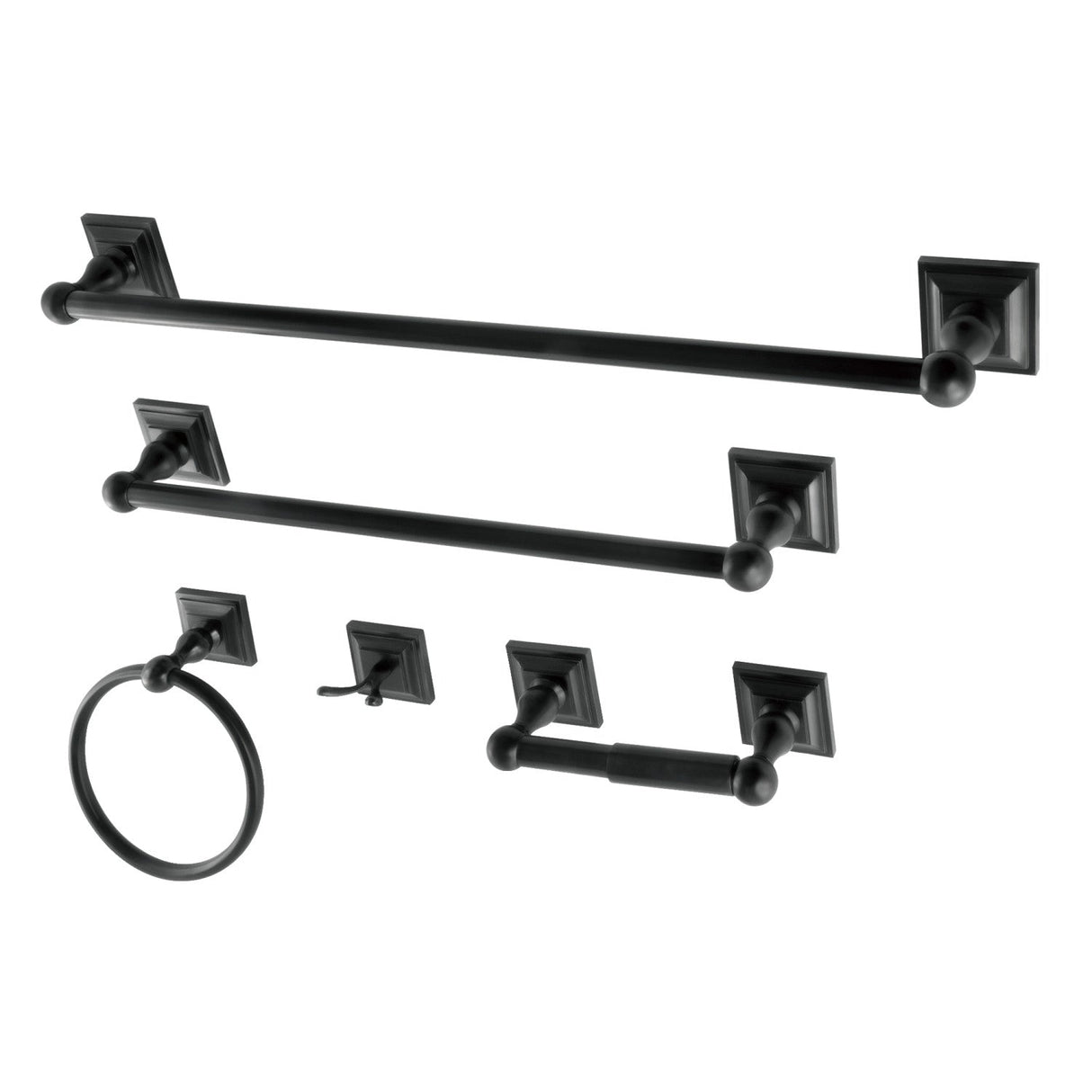 Serano BAHK3212478K 5-Piece Bathroom Hardware Set, Matte Black